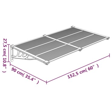 vidaXL Στέγαστρο Πόρτας Μαύρο & Διαφανές 152,5x90 εκ από Πολυκαρβονικό