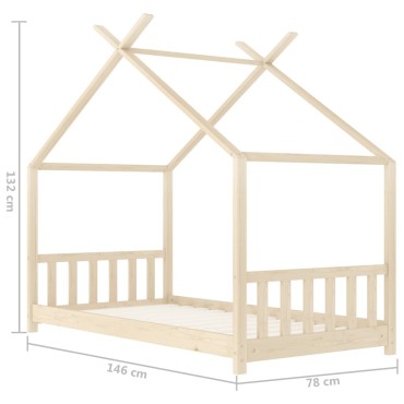 vidaXL Πλαίσιο Κρεβατιού Παιδικό 70x140cm Μασίφ Ξύλο Πεύκου 1 τεμ. - Μονό