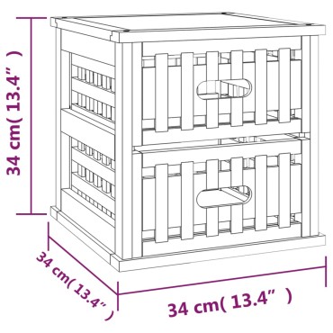 vidaXL Κομοδίνα 2 τεμ. 34x34x34cm από Μασίφ Ξύλο Καρυδιάς