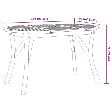 vidaXL Τραπέζι Κήπου 150x90x75cm από Μασίφ Ξύλο Ακακίας 1 τεμ.