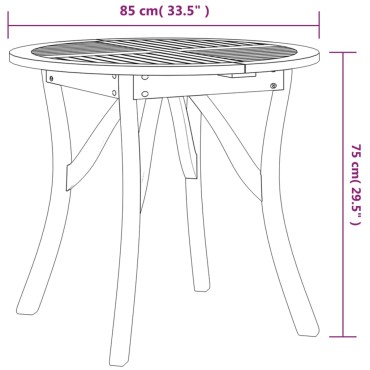 vidaXL Τραπέζι Κήπου από Μασίφ Ξύλο Ακακίας 85x75cm 1 τεμ.