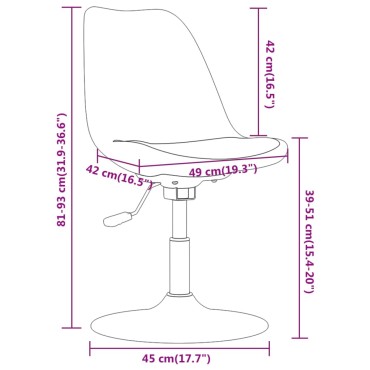 vidaXL Καρέκλες Τραπεζαρίας Περιστρεφόμενες 4 τεμ. Μαύρες Υφασμάτινες 49x45x(81-93)cm