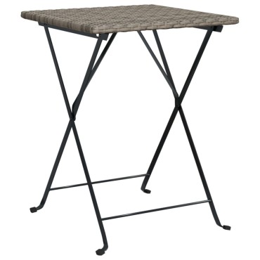 vidaXL Τραπέζι Bistro Πτυσσόμενο Γκρι 55x54x71cm από Συνθετικό Ρατάν 1 τεμ.