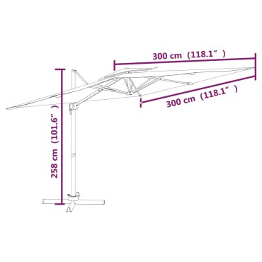 vidaXL Κρεμαστή Ομπρέλα με Διπλή Κορυφή Μαύρη 300 x 300 εκ.