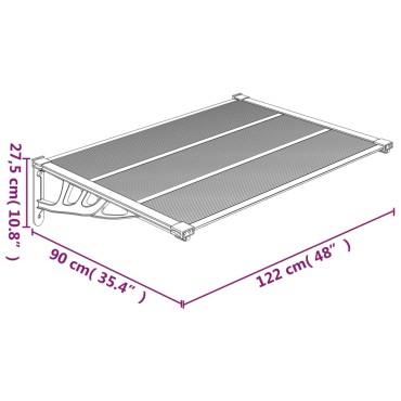 vidaXL Στέγαστρο Πόρτας Μαύρο & Διαφανές 122x90 εκ από Πολυκαρβονικό