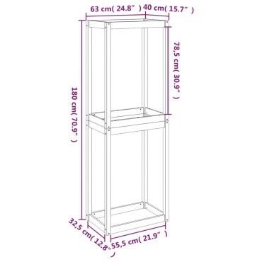 vidaXL Ραφιέρα Ελαστικών Μαύρη 63x40x180 εκ. από Μασίφ Ξύλο Πεύκου