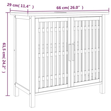 vidaXL Έπιπλο Νιπτήρα Μπάνιου 66x29x61,5cm από Μασίφ Ξύλο Καρυδιάς 1 τεμ.