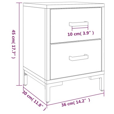 vidaXL Κομοδίνα 2 τεμ. Μαύρα 36x30x45cm από Μασίφ Ξύλο Πεύκου