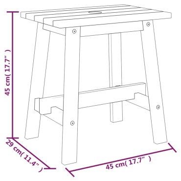 vidaXL Σκαμπό 45x29x45cm από Ορθογώνιο Μασίφ Ξύλο Ακακίας 1 τεμ.