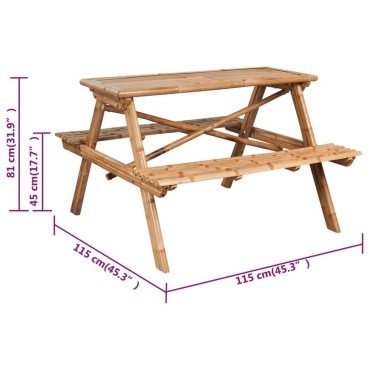 vidaXL Τραπέζι Πικνίκ 115x115x81cm από Μπαμπού 1 τεμ.