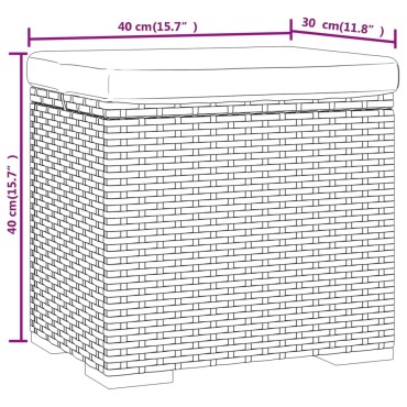 vidaXL Υποπόδια με Μαξιλάρια 2 τεμ. Καφέ 40x30x40cm από Συνθ. Ρατάν