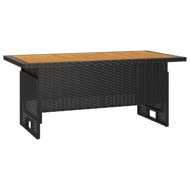 vidaXL Τραπέζι Κήπου Μαύρο 100x50x43/63cm Μασίφ Ακακία & Συνθ. Ρατάν 1 τεμ.