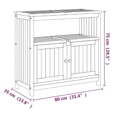 vidaXL Τραπέζι Κονσόλα Κήπου 80x35x75cm από Μασίφ Ξύλο Ακακίας 1 τεμ.