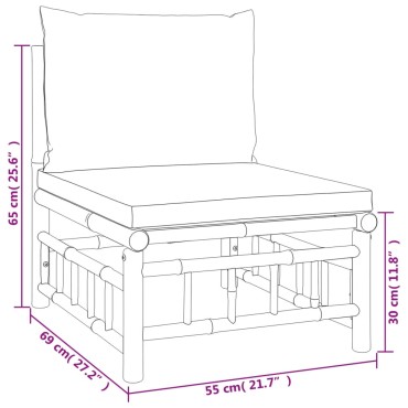 vidaXL Σαλόνι Κήπου Σετ 4 τεμ. από Μπαμπού με Σκ. Γκρι Μαξιλάρια 55x65cm