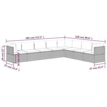 vidaXL Σαλόνι Κήπου 8 τεμ. Γκρι από Συνθετικό Ρατάν με Μαξιλάρια 57x57x56cm
