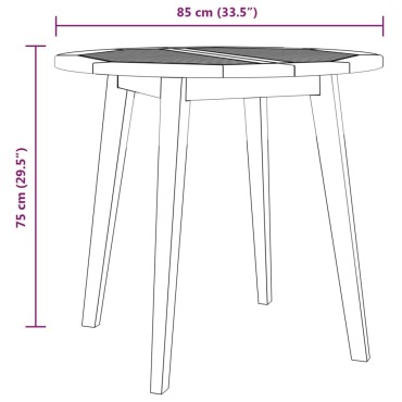 vidaXL Τραπέζι Κήπου 85x75cm από Μασίφ Ξύλο Ακακίας 1 τεμ.