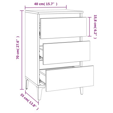 vidaXL Κομοδίνο Μαύρο 40x35x70cm από Επεξεργασμένο Ξύλο 1 τεμ.