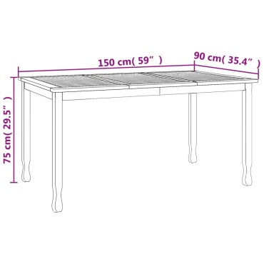 vidaXL Τραπεζαρία Κήπου 150x90x75cm από Μασίφ Ξύλο Teak 1 τεμ.