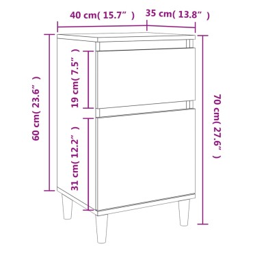 vidaXL Κομοδίνο Μαύρο 40x35x70cm 1 τεμ.