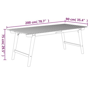 vidaXL Τραπέζι Κήπου 200x90x75cm από Μασίφ Ξύλο Ακακίας 1 τεμ.