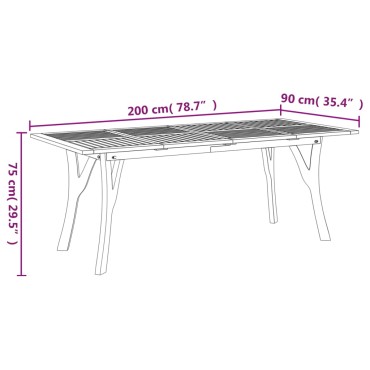 vidaXL Τραπέζι Κήπου 200x90x75cm από Μασίφ Ξύλο Ακακίας 1 τεμ.