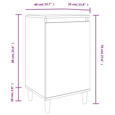 vidaXL Κομοδίνο Λευκό 40x35x70cm από Επεξεργασμένο Ξύλο 1 τεμ.