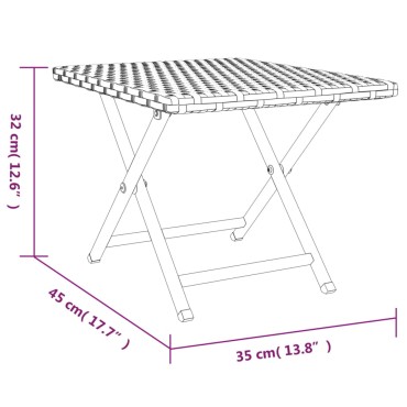 vidaXL Τραπέζι Πτυσσόμενο Γκρι 45x35x32cm από Συνθετικό Ρατάν 1 τεμ.