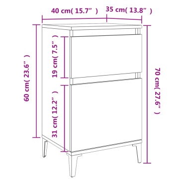 vidaXL Κομοδίνο Γκρι Sonoma 40x35x70cm 1 τεμ.