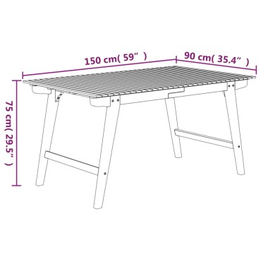 vidaXL Τραπέζι Κήπου 150x90x75cm από Μασίφ Ξύλο Ακακίας 1 τεμ.