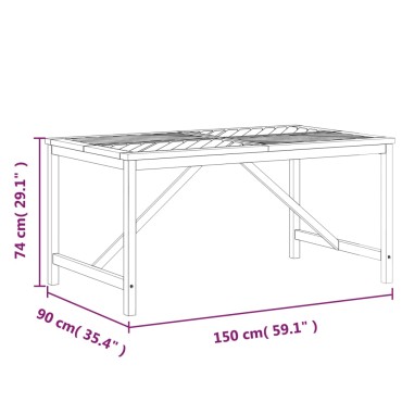 vidaXL Τραπεζαρία Κήπου 150x90x74cm από Μασίφ Ξύλο Ακακίας 1 τεμ.