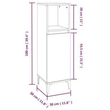 vidaXL Ντουλάπι Μπάνιου Γκρι Sonoma 30x30x100cm Επεξεργασμένο Ξύλο