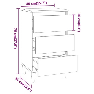 vidaXL Κομοδίνο Μαύρο 40x35x70cm από Επεξεργασμένο Ξύλο 1 τεμ.