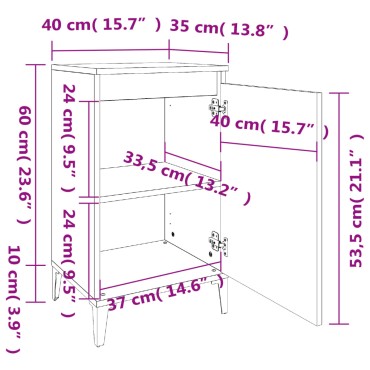 vidaXL Κομοδίνο Λευκό 40x35x70cm από Επεξεργασμένο Ξύλο 1 τεμ.