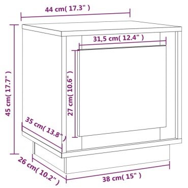 vidaXL Κομοδίνο Μαύρο 44x35x45cm από Επεξεργασμένο Ξύλο 1 τεμ.