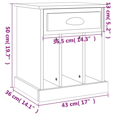 vidaXL Κομοδίνα 2 τεμ. Μαύρα 43x36x50cm