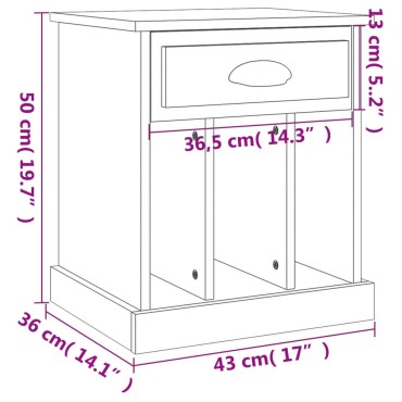 vidaXL Κομοδίνα 2 τεμ. Γκρι Σκυροδέματος 43x36x50cm