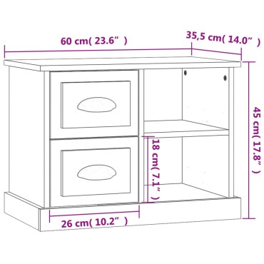 vidaXL Κομοδίνο Μαύρο 60x35,5x45cm 1 τεμ.