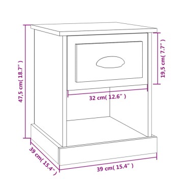 vidaXL Κομοδίνα 2 τεμ. Λευκά 39x39x47,5cm από Επεξεργασμένο Ξύλο