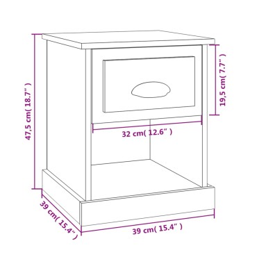 vidaXL Κομοδίνο Λευκό 39x39x47,5cm από Επεξεργασμένο Ξύλο 1 τεμ.