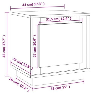 vidaXL Κομοδίνο Γυαλιστερό Λευκό 44x35x45cm Επεξεργασμένο Ξύλο 1 τεμ.