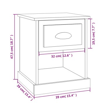 vidaXL Κομοδίνο Μαύρο 39x39x47,5cm από Επεξεργασμένο Ξύλο 1 τεμ.