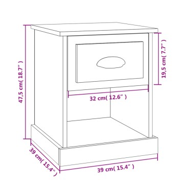 vidaXL Κομοδίνα 2 τεμ. Καφέ Δρυς 39x39x47,5cm από Επεξεργασμένο Ξύλο