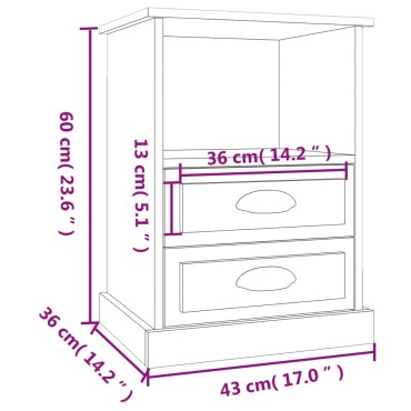 vidaXL Κομοδίνο Γυαλιστερό Λευκό 43x36x60cm 1 τεμ.