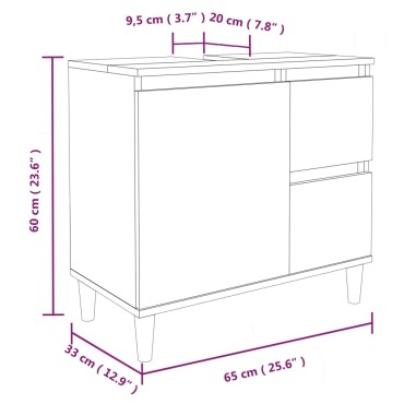 vidaXL Ντουλάπι Μπάνιου Καπνιστή Δρυς 65x33x60cm Επεξεργασμένο Ξύλο