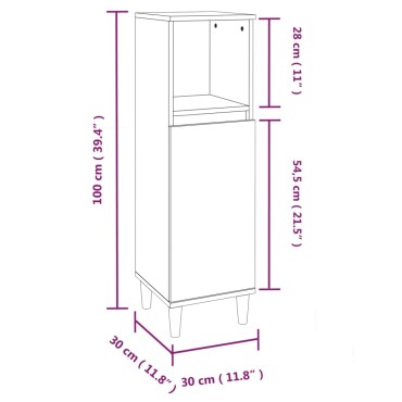 vidaXL Ντουλάπι Μπάνιου Sonoma Δρυς 30x30x100cm Επεξεργασμένο Ξύλο