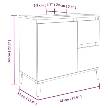 vidaXL Ντουλάπι Μπάνιου Καπνιστή Δρυς 65x33x60cm Επεξεργασμένο Ξύλο