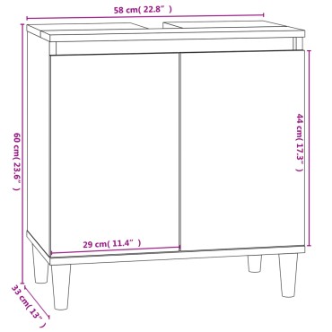 vidaXL Ντουλάπι Νιπτήρα Grey Sonoma 58x33x60cm Επεξεργ. Ξύλο 1 τεμ.