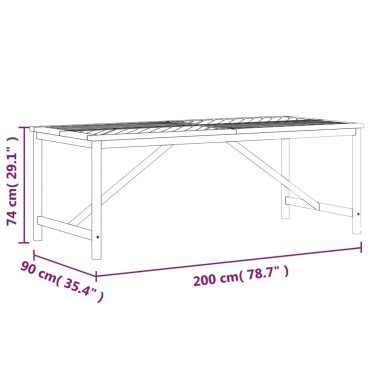 vidaXL Τραπεζαρία Κήπου 200x90x74cm από Μασίφ Ξύλο Ακακίας 1 τεμ.