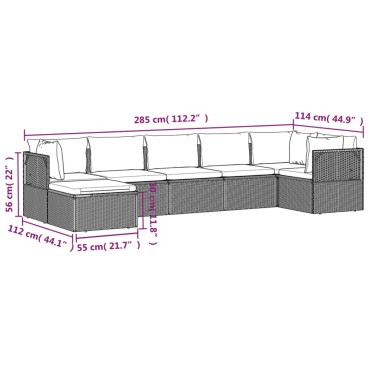 vidaXL Σαλόνι Κήπου 7 τεμ. Γκρι από Συνθετικό Ρατάν με Μαξιλάρια 57x57x56cm