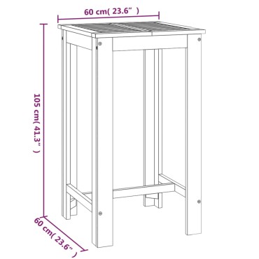 vidaXL Τραπέζι Μπαρ Κήπου 60x60x105cm από Μασίφ Ξύλο Ακακίας 1 τεμ.